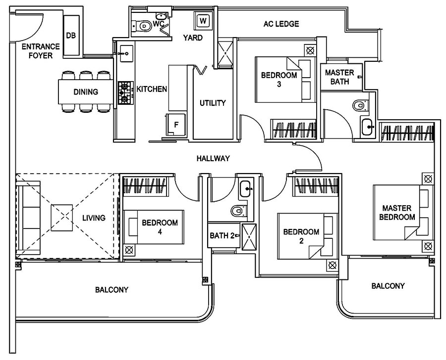 Hundred Palms Residences Condo Singapore 4 Bedroom Floor Plan