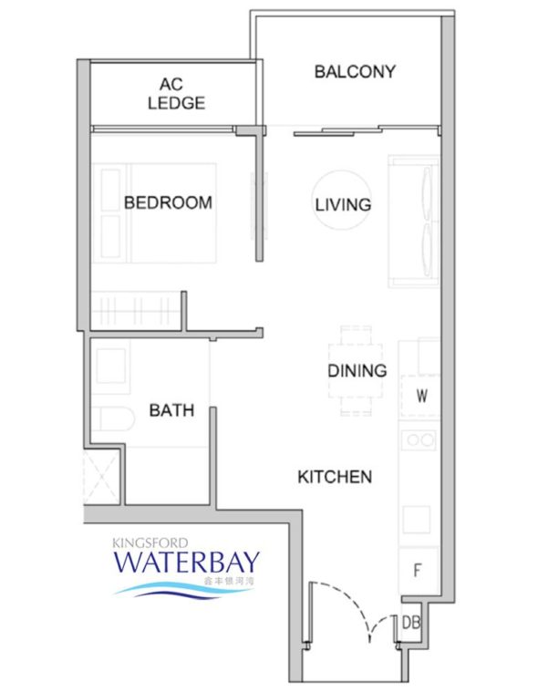 Kingsford WaterBay Condo Singapore Floor Plan 1 Bedroom