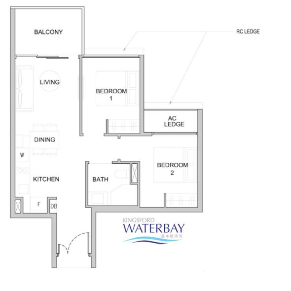 Kingsford WaterBay Condo Singapore Floor Plan 2 Bedroom